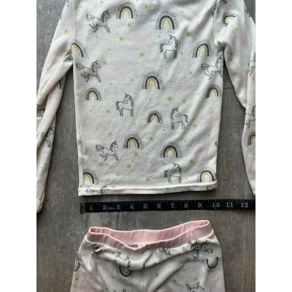 JESSICA SIMPSON 2 Piece Pajama Set Pjs Unicorn Rainbow Designer Knit Stretch 4